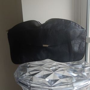 Black leather clutch
